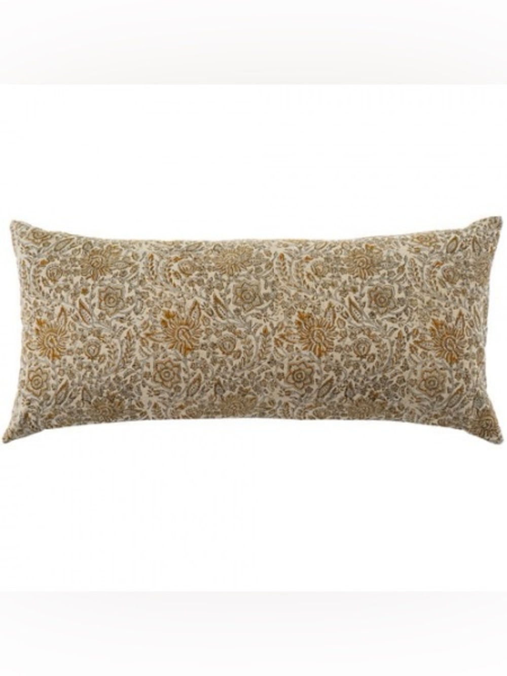 Block print style lumbar accent pillow 14x30